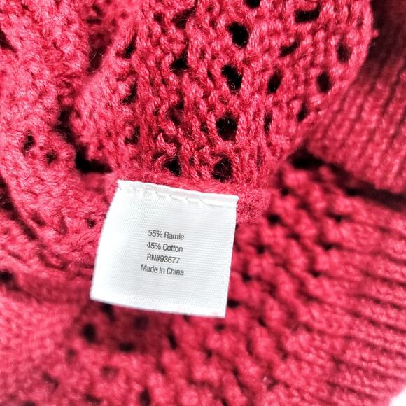 St. John's Bay red open weave 3/4 sleeve Boho sweater size 3X - Picture 6 of 9